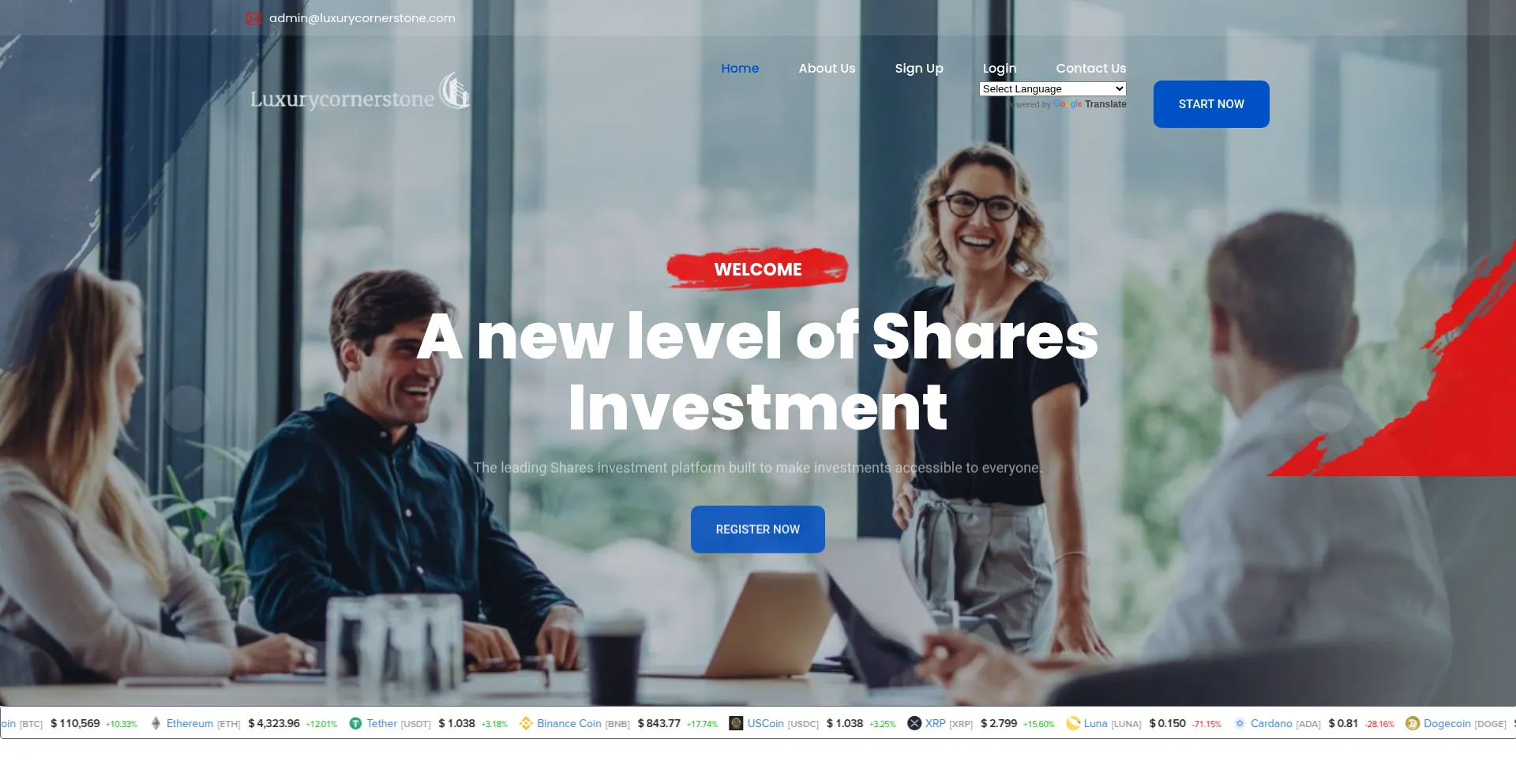 Website screenshot of Luxurycornerstone.com