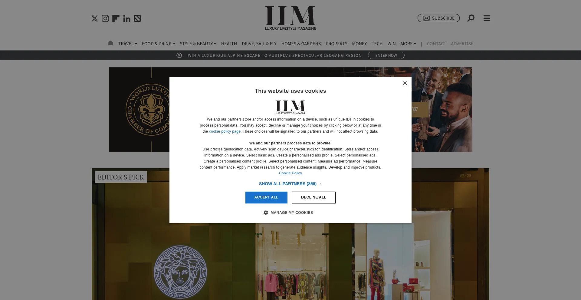 Website screenshot of Luxurylifestylemag.co.uk