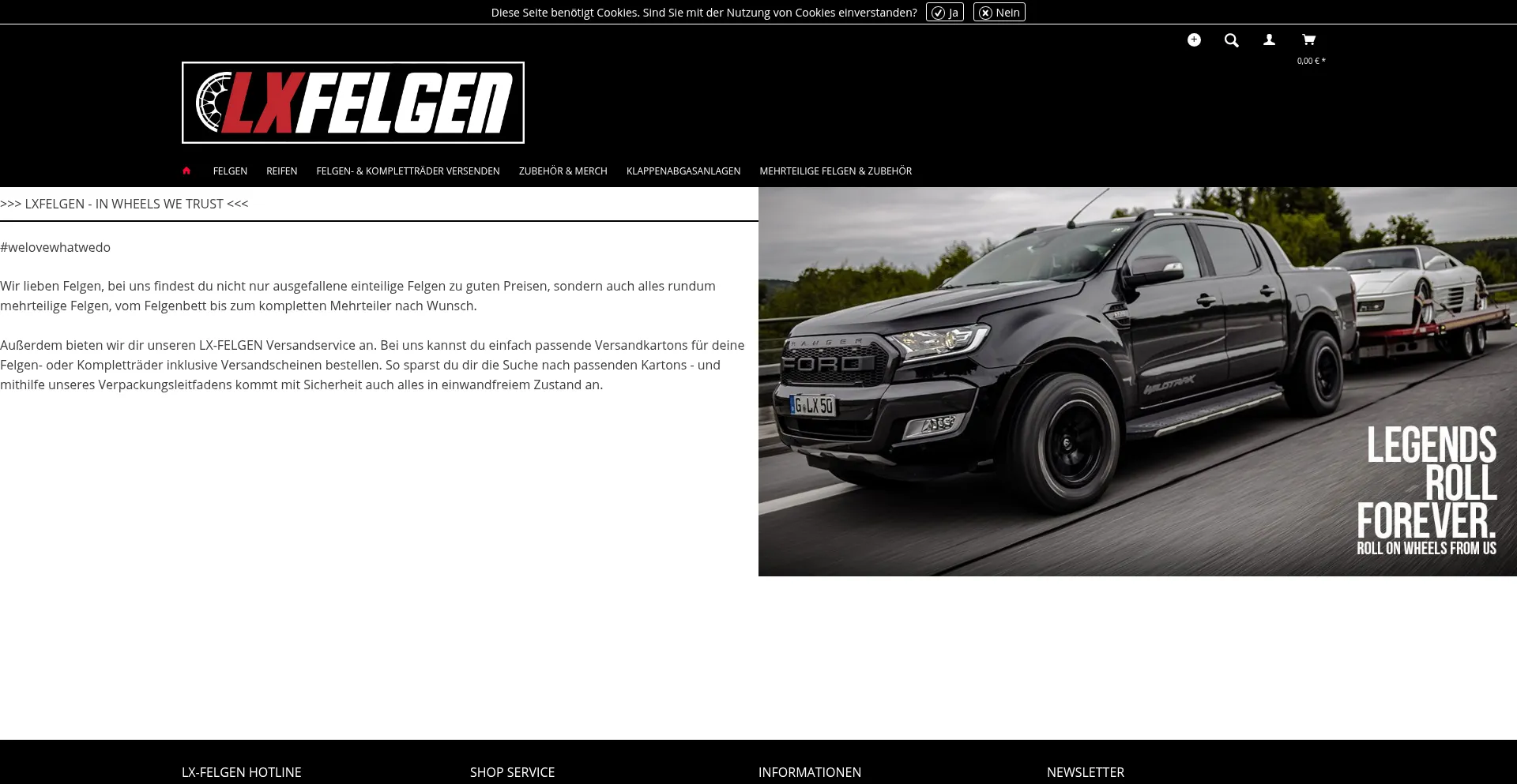 Website screenshot of Lxfelgen.de