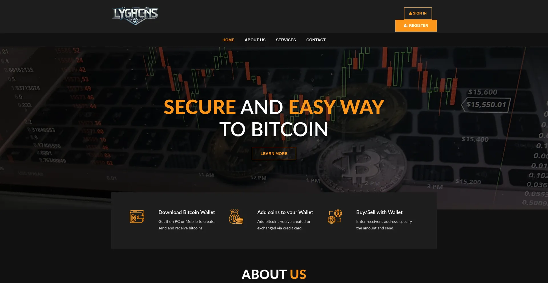 Website screenshot of Lyghtbitcoins.com