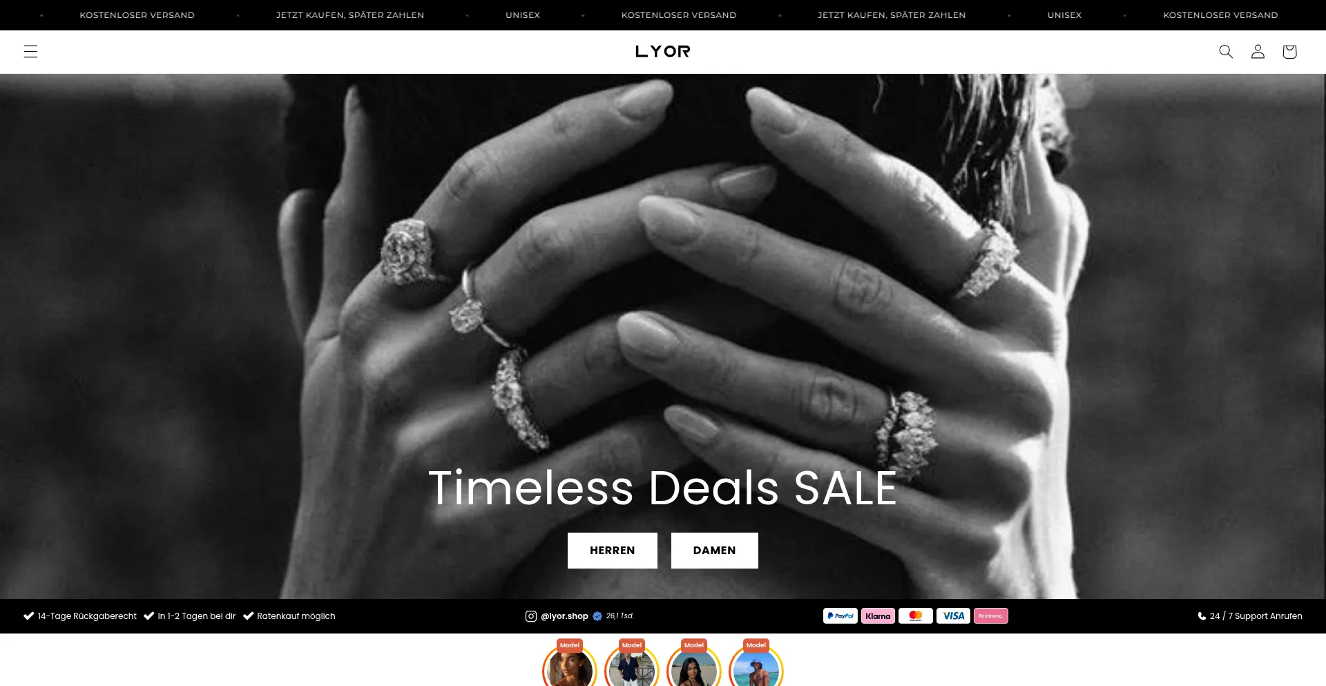 Website screenshot of Lyor.shop