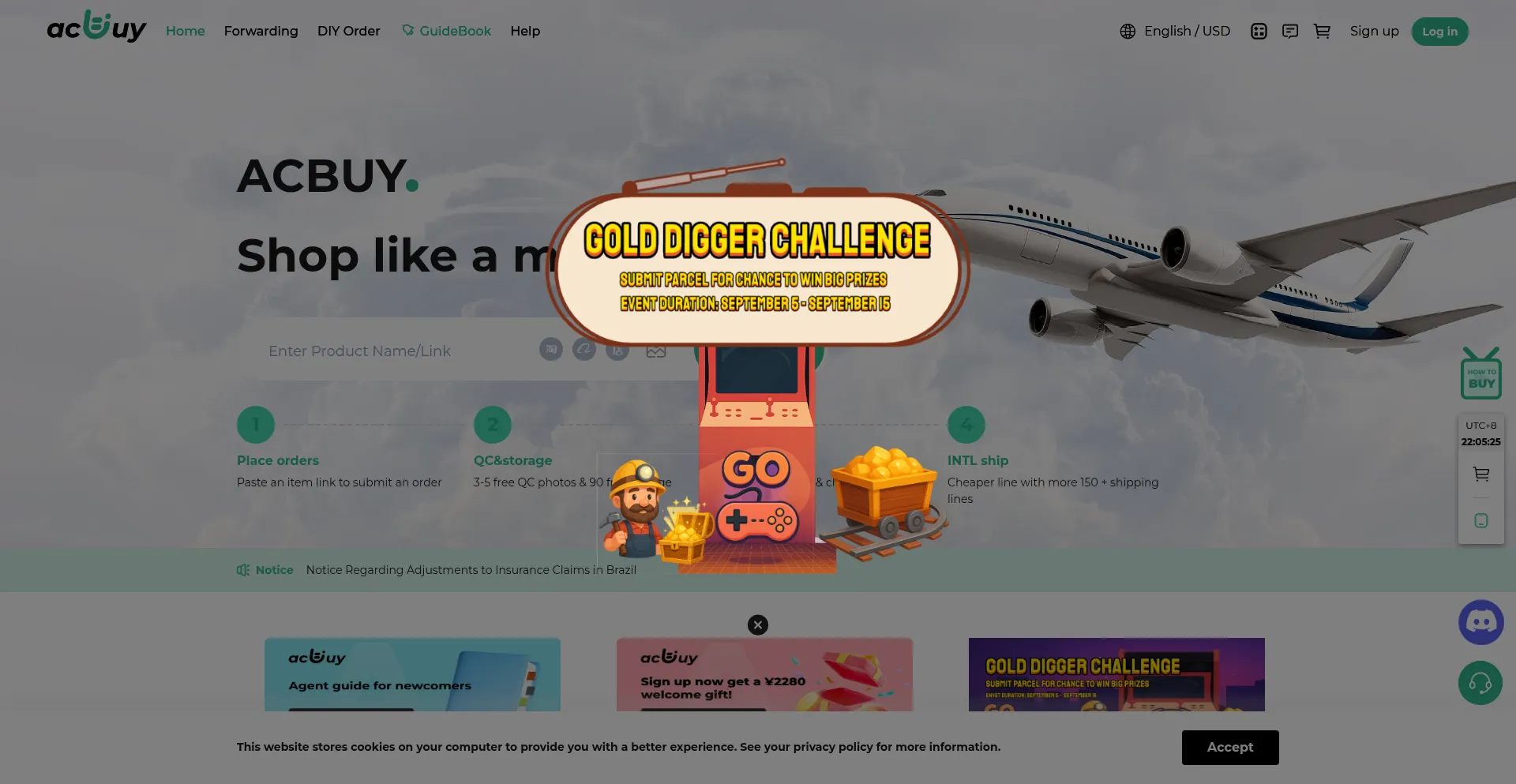 Website screenshot of M.acbuy.com