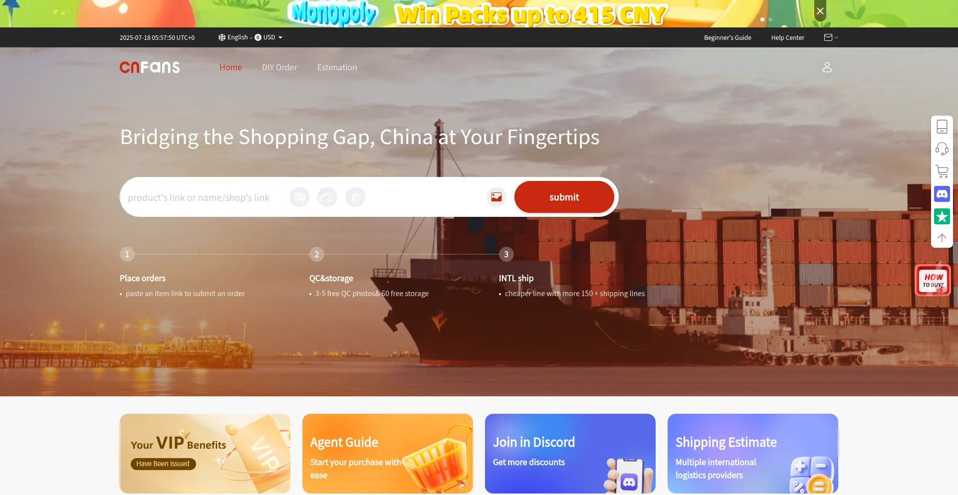 Website screenshot of M.cnfans.com