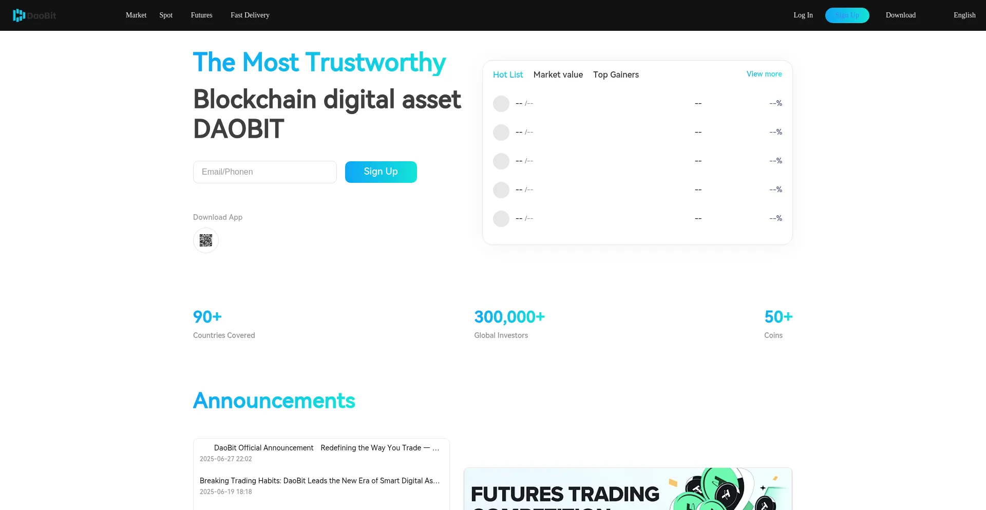 Website screenshot of M.daobit.com