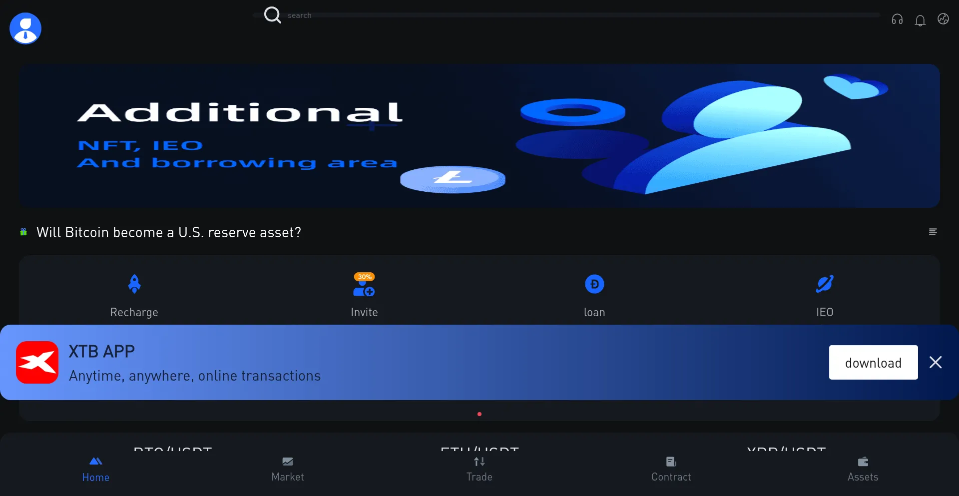 Website screenshot of M.xtbusa.com