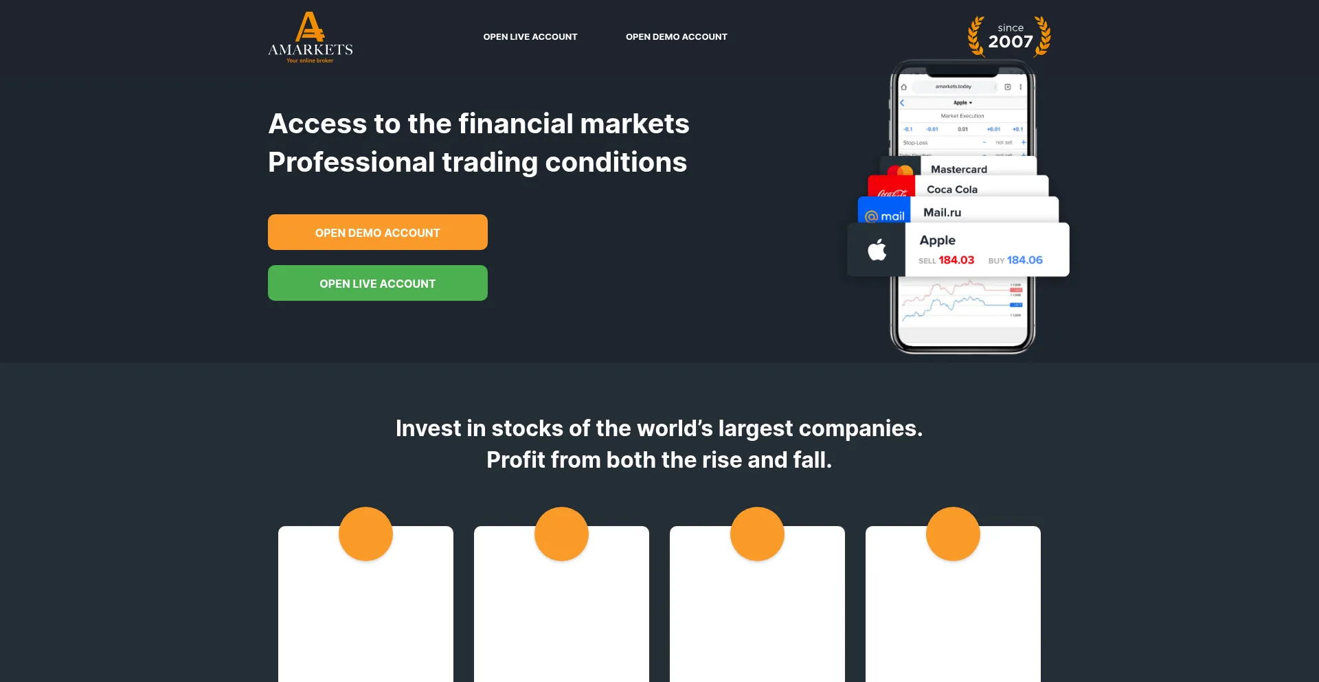 Website screenshot of M0625.amarkets.agency