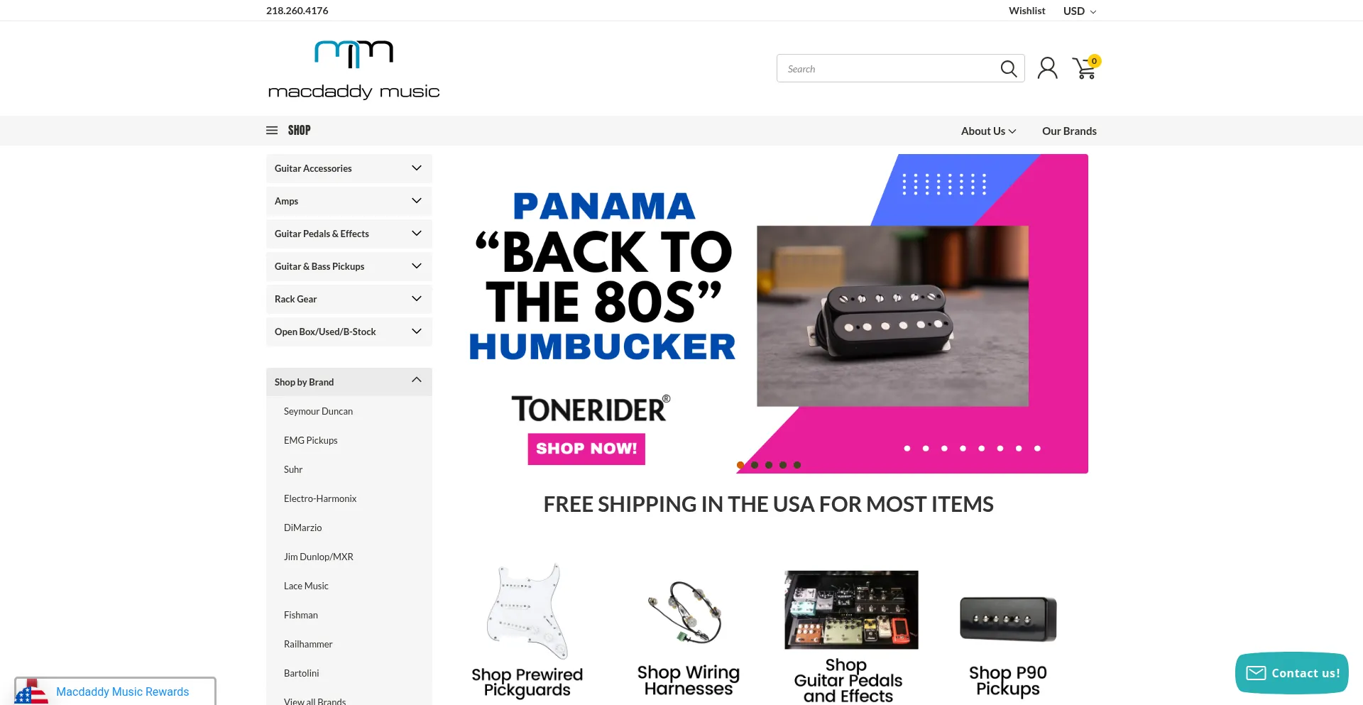 Website screenshot of Macdaddymusicstore.com
