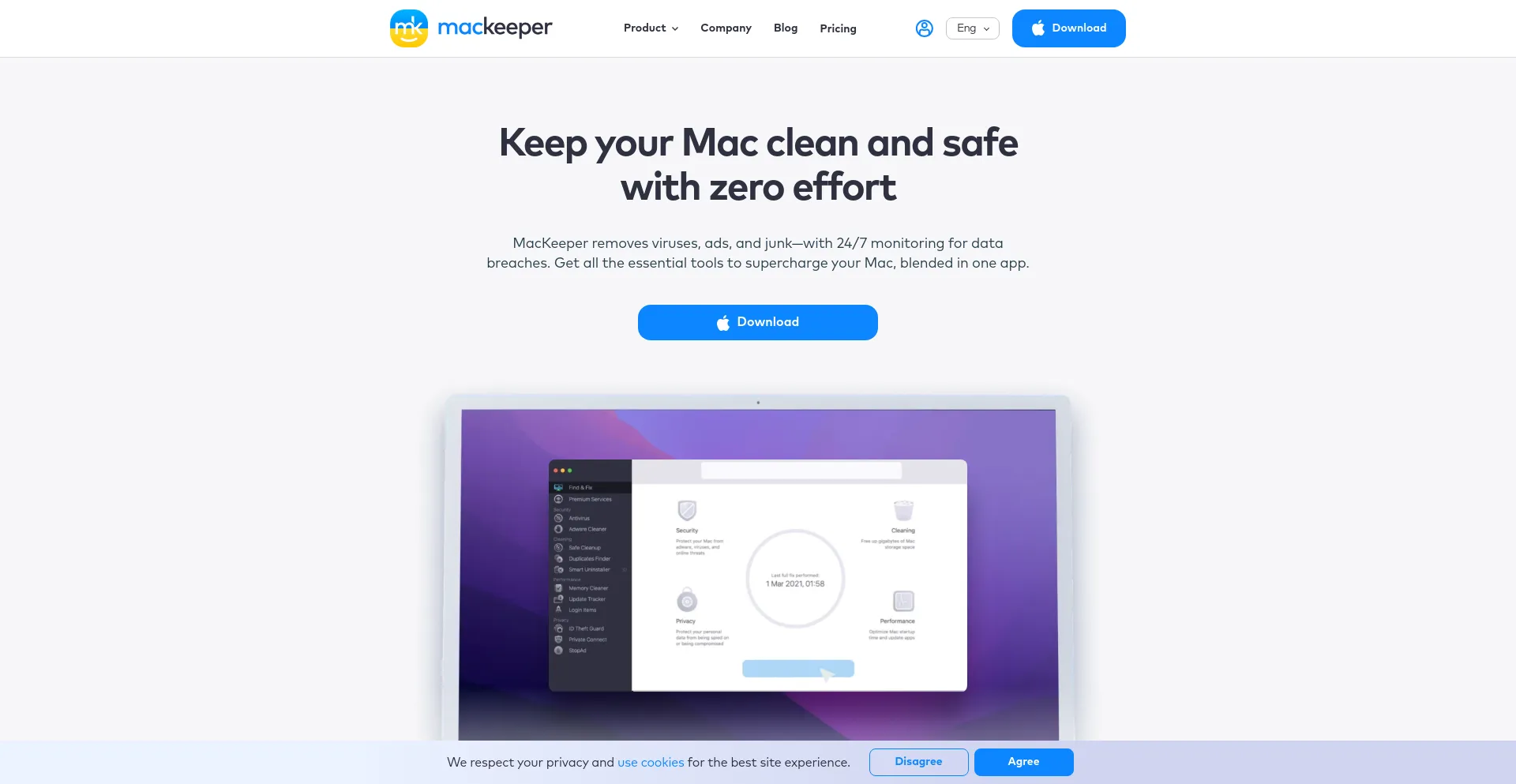 Website screenshot of Mackeeper.com