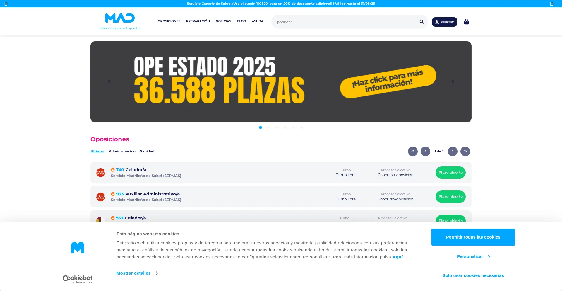 Website screenshot of Mad.es