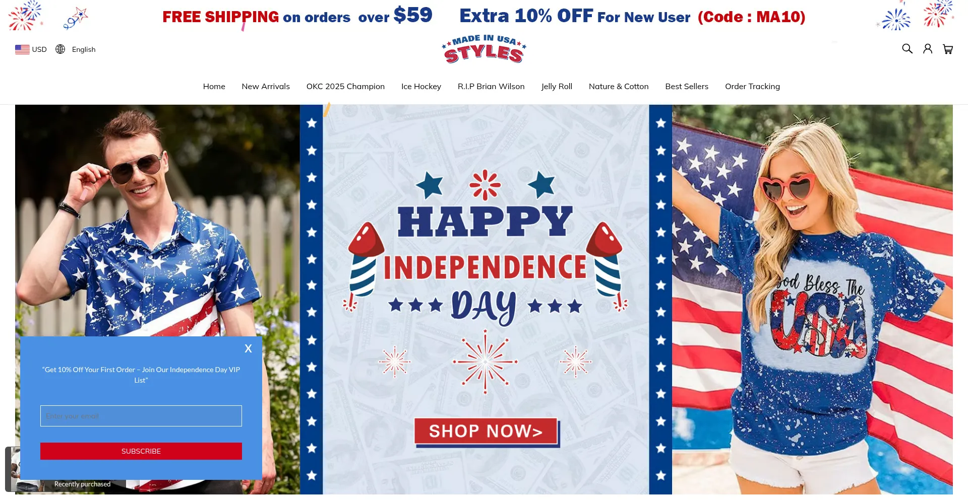 Website screenshot of Madeinusastyles.com