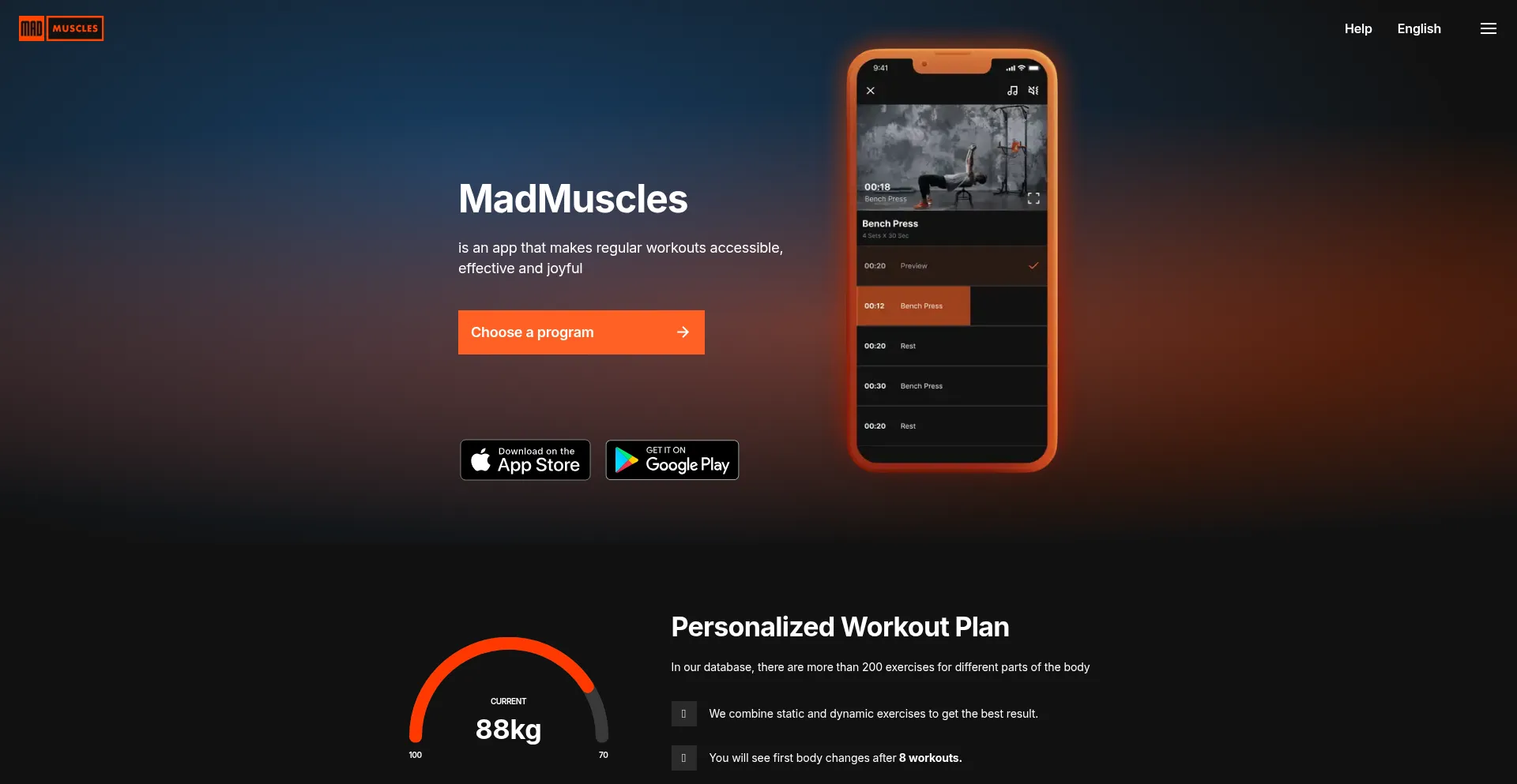 Madmuscles-app.com Screenshot