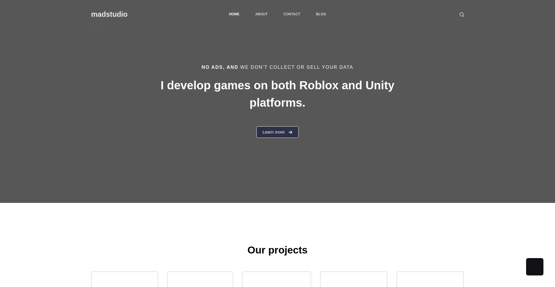 Website screenshot of Madstudio.wuaze.com
