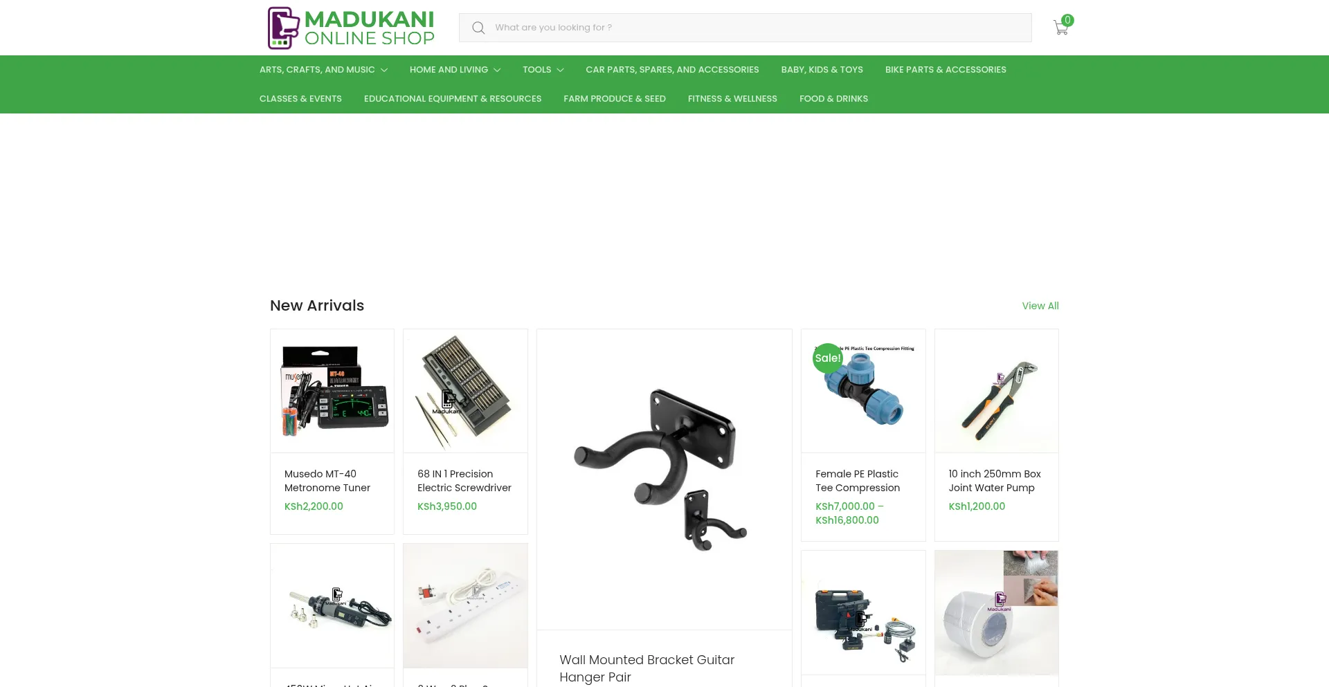 Website screenshot of Madukani.co.ke