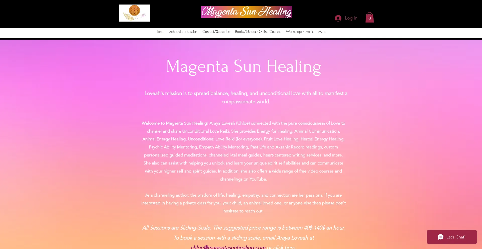 Website screenshot of Magentasunhealing.com