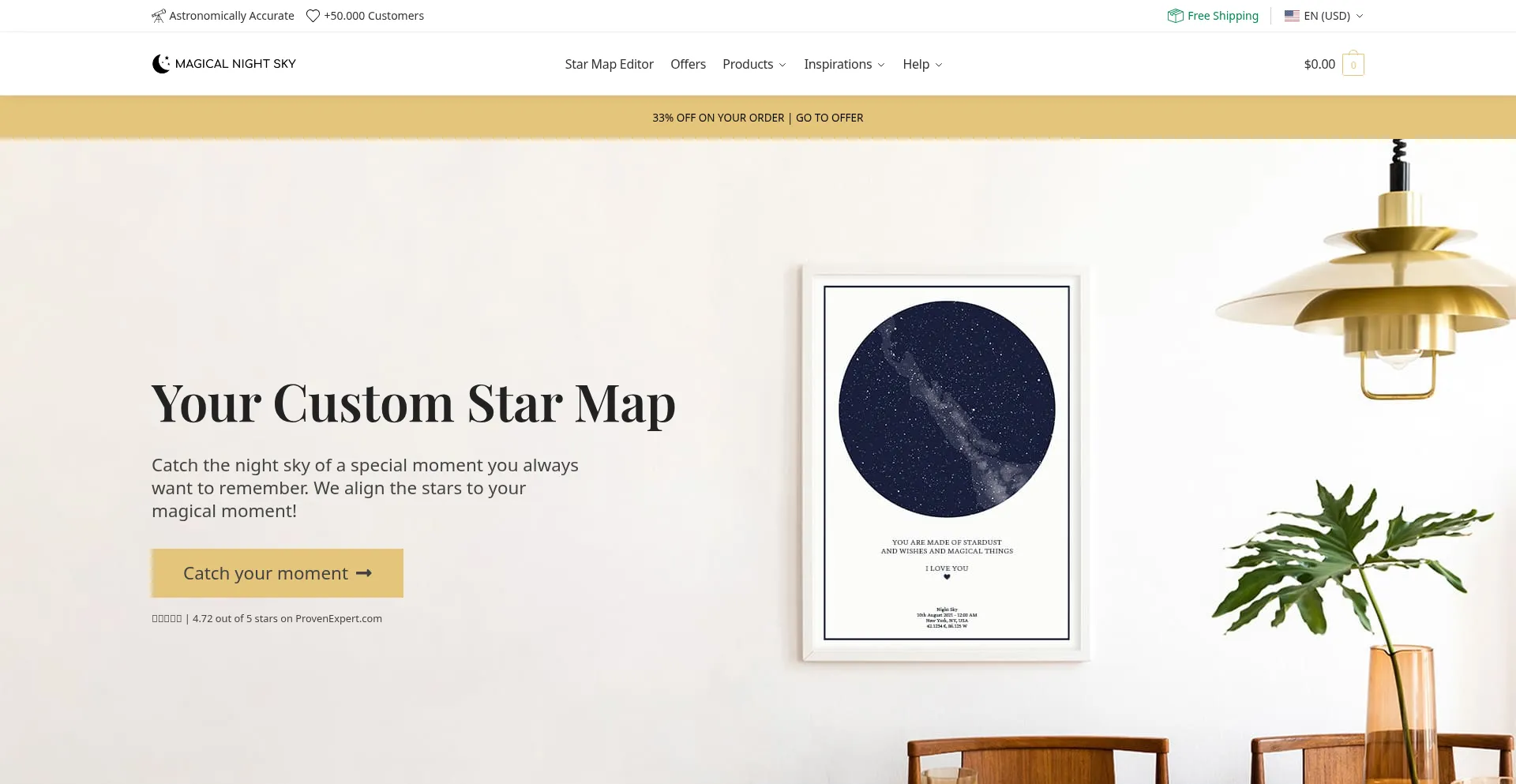 Website screenshot of Magicalnightsky.com
