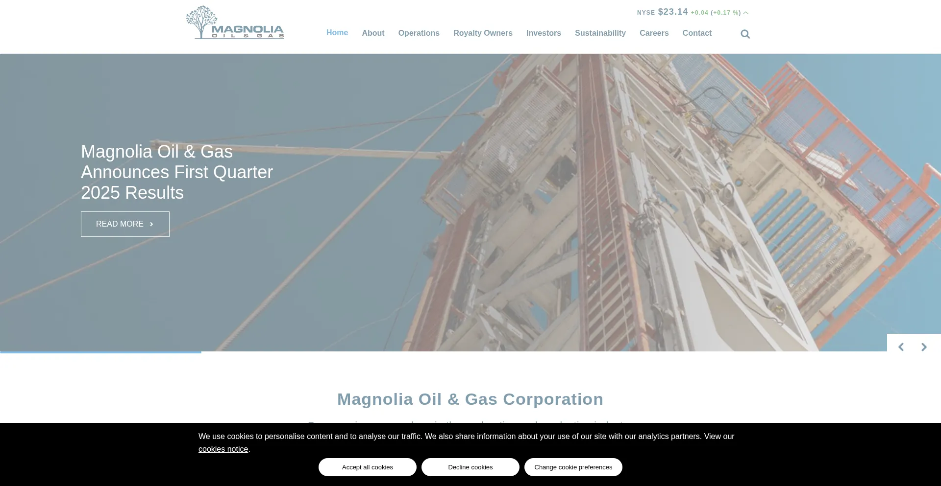 Website screenshot of Magnoliaoilgas.com
