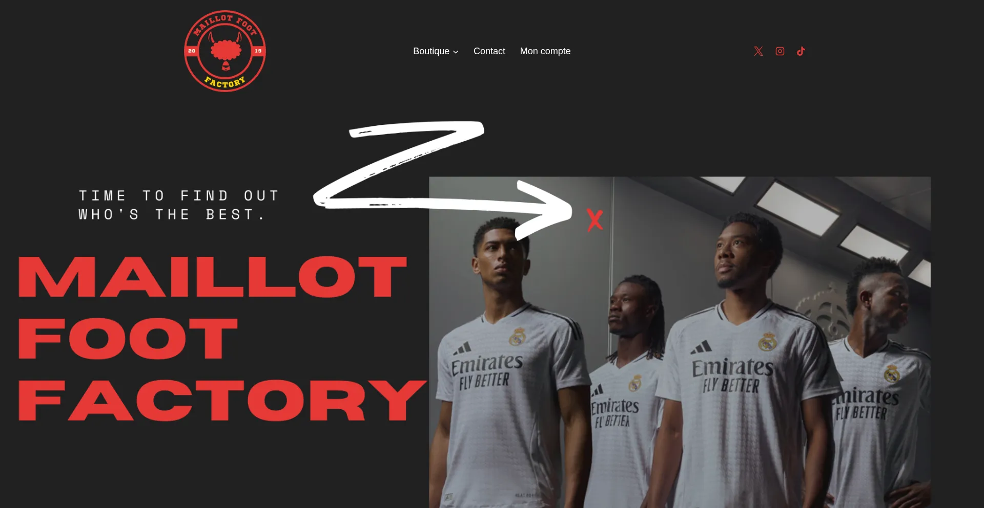 Website screenshot of Maillotfootfactory.com