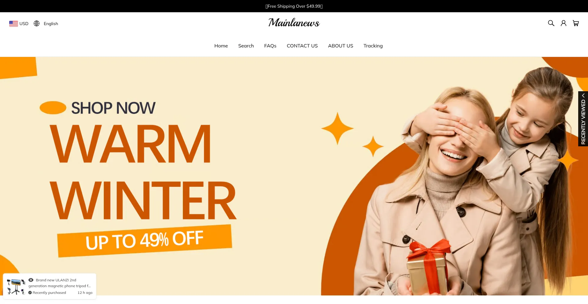 Website screenshot of Mainlanews.com