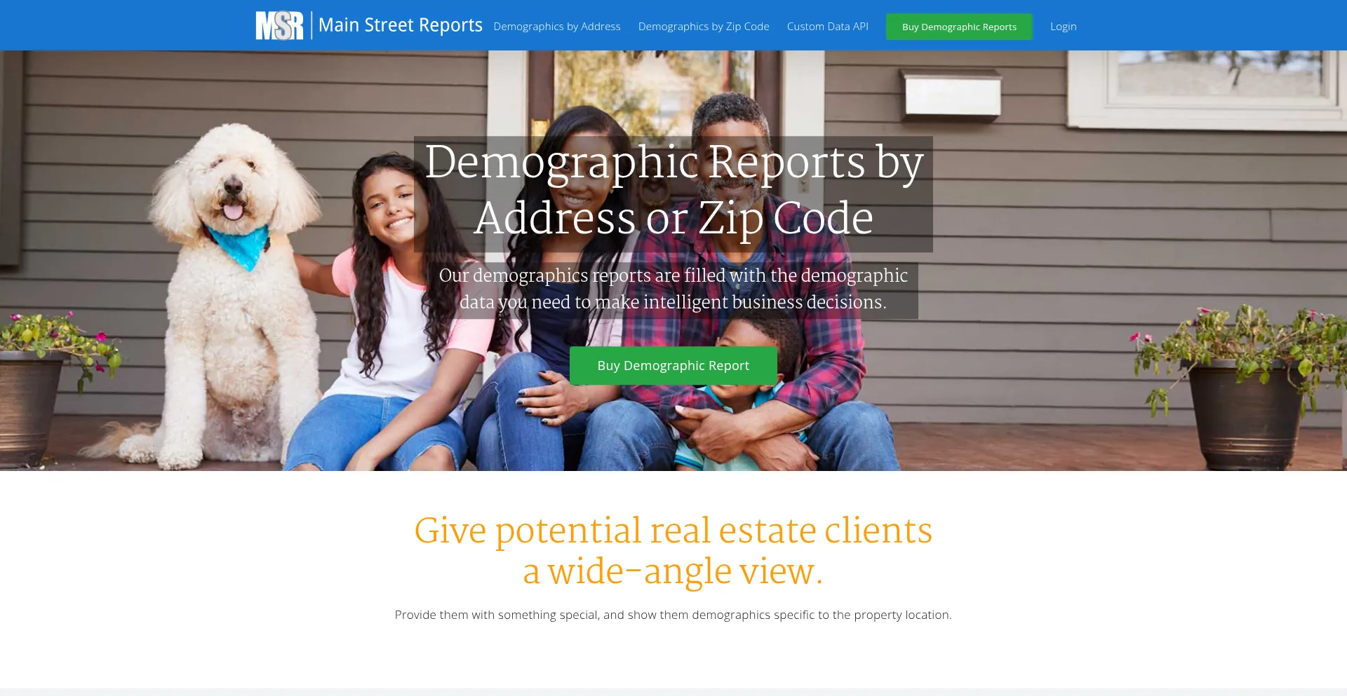 Website screenshot of Mainstreetreports.com