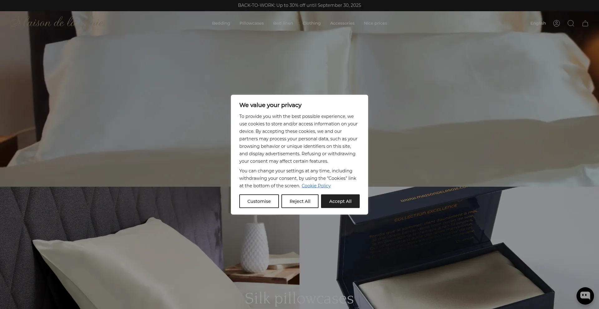 Website screenshot of Maisondelasoie.com