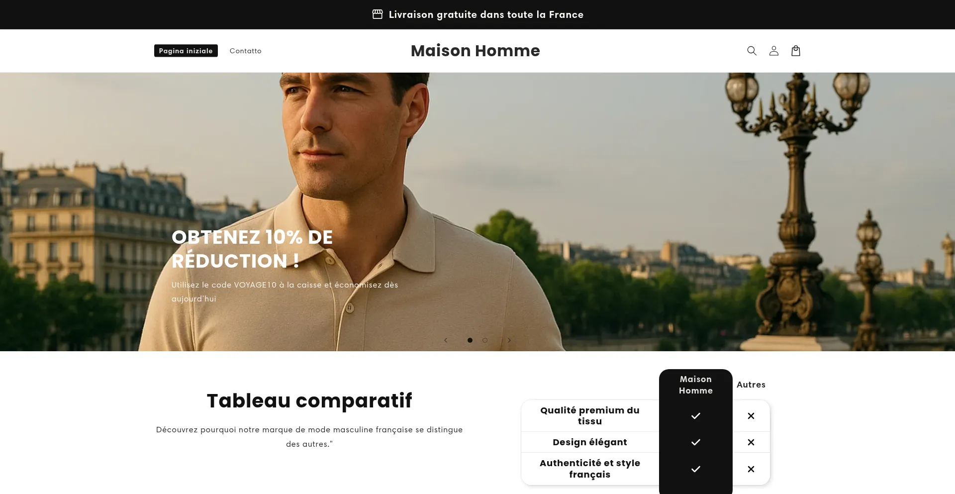 Website screenshot of Maisonhomme.shop