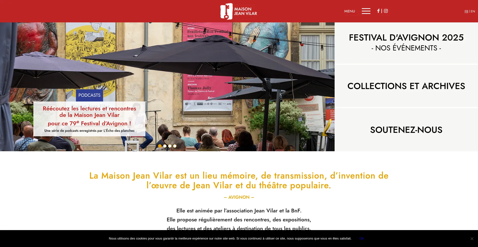 Website screenshot of Maisonjeanvilar.org
