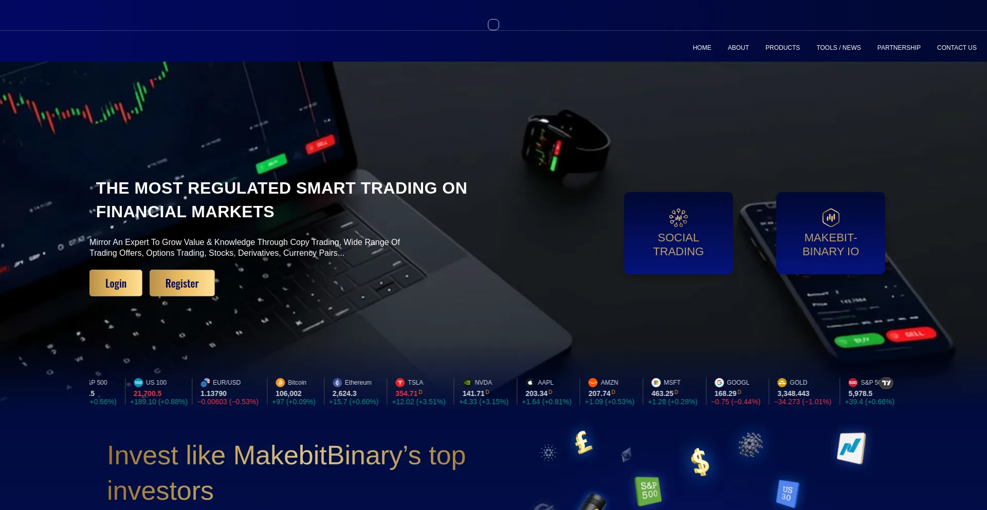 Website screenshot of Makebitbinaryfx.com