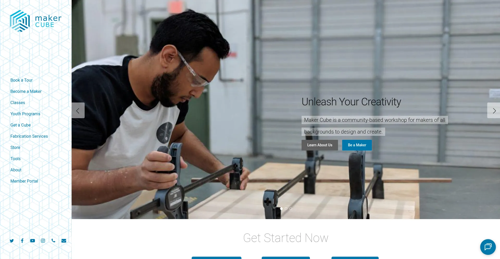 Website screenshot of Makercube.ca