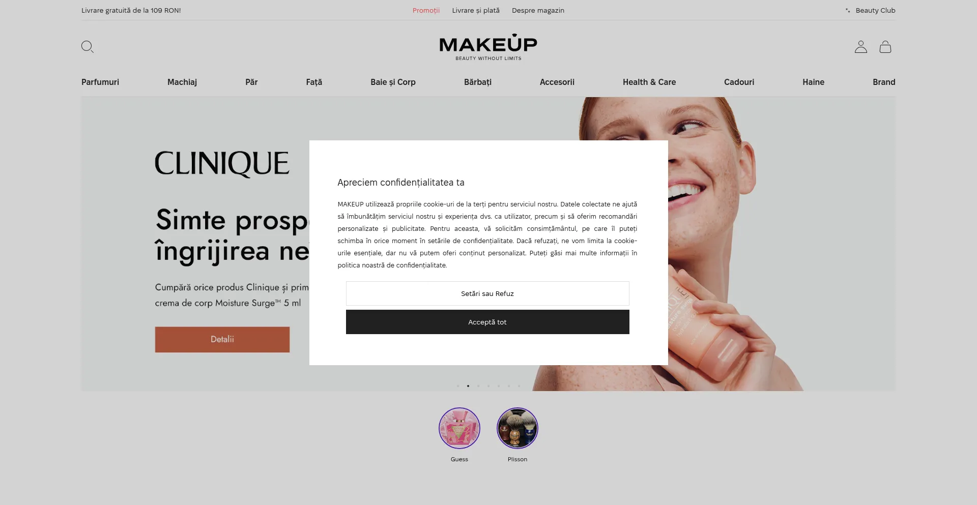 Website screenshot of Makeup.ro