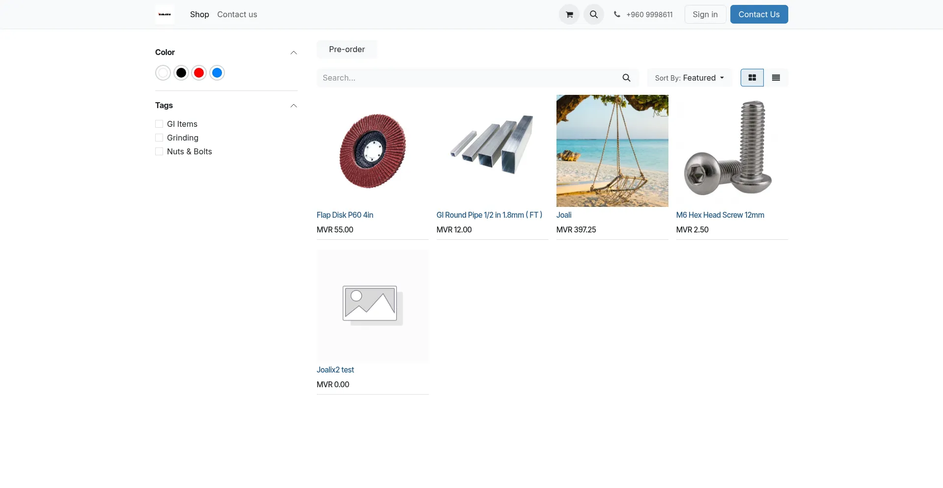 Website screenshot of Malaru.shop