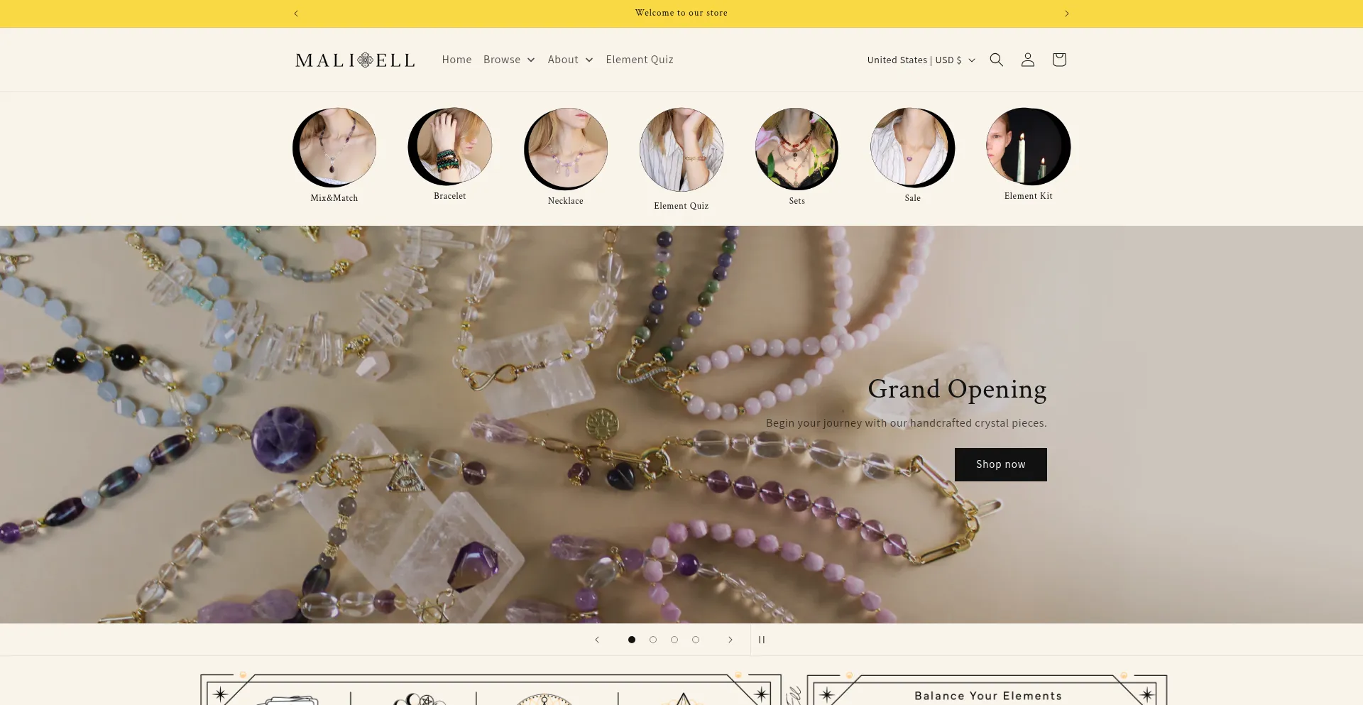 Website screenshot of Mali-and-ell.com
