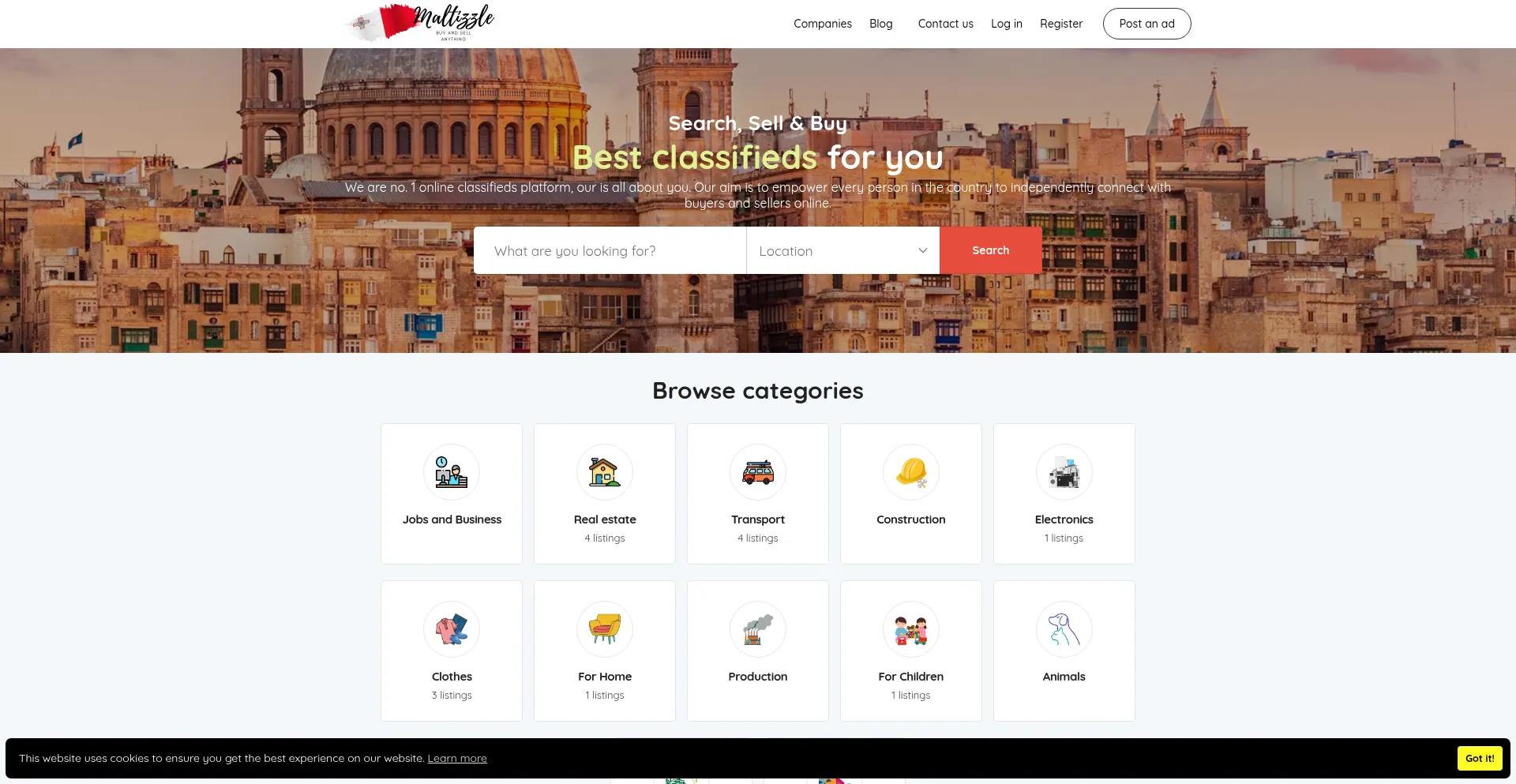 Website screenshot of Maltizzle.com