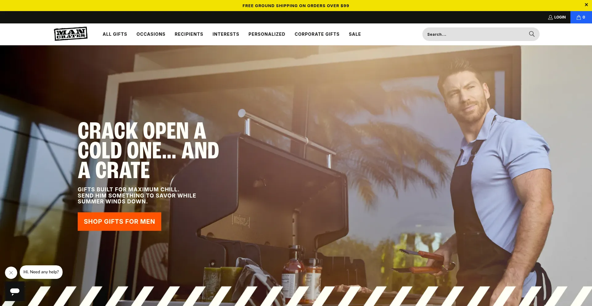 Website screenshot of Mancrates.com