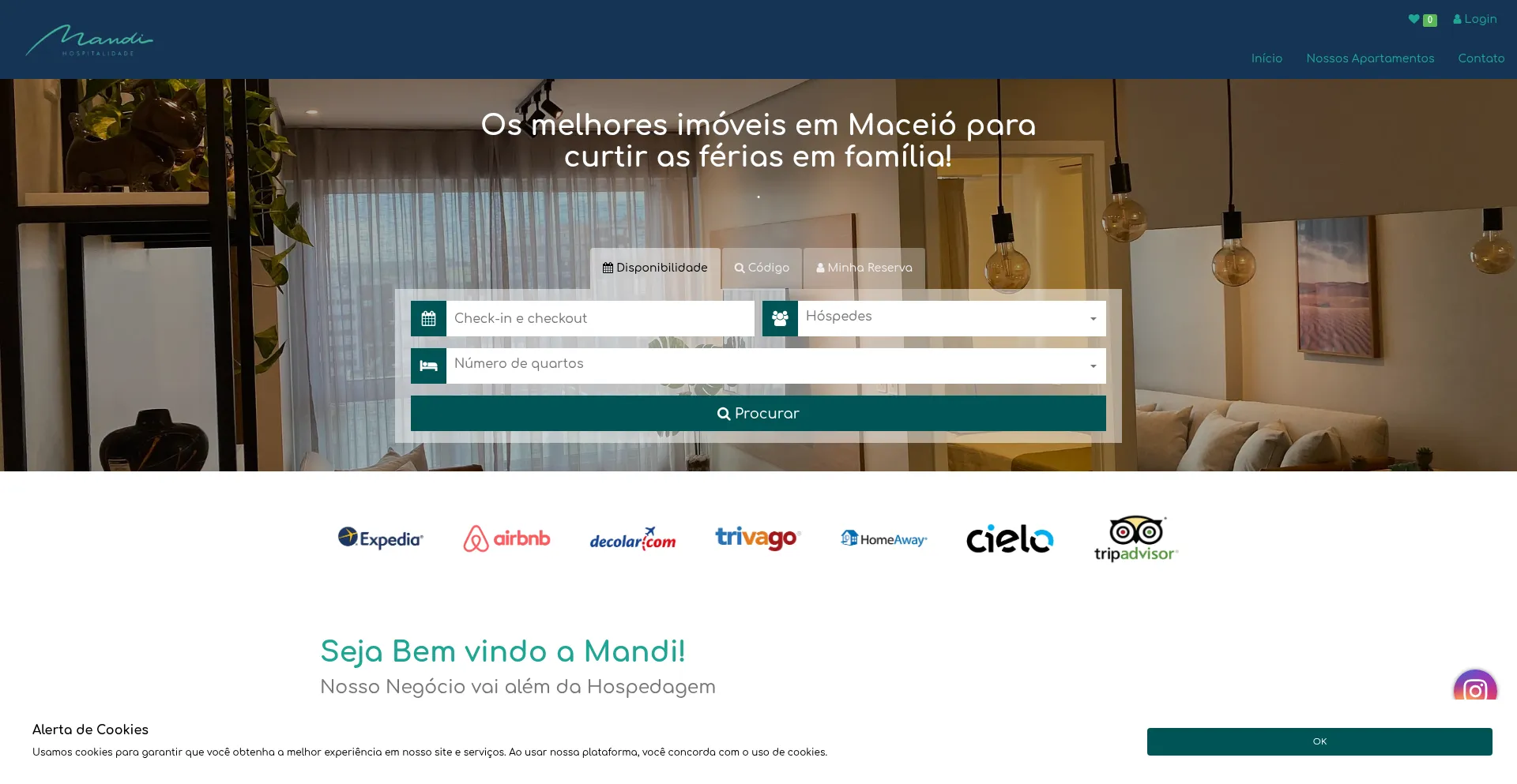 Website screenshot of Mandihospitalidade.com.br