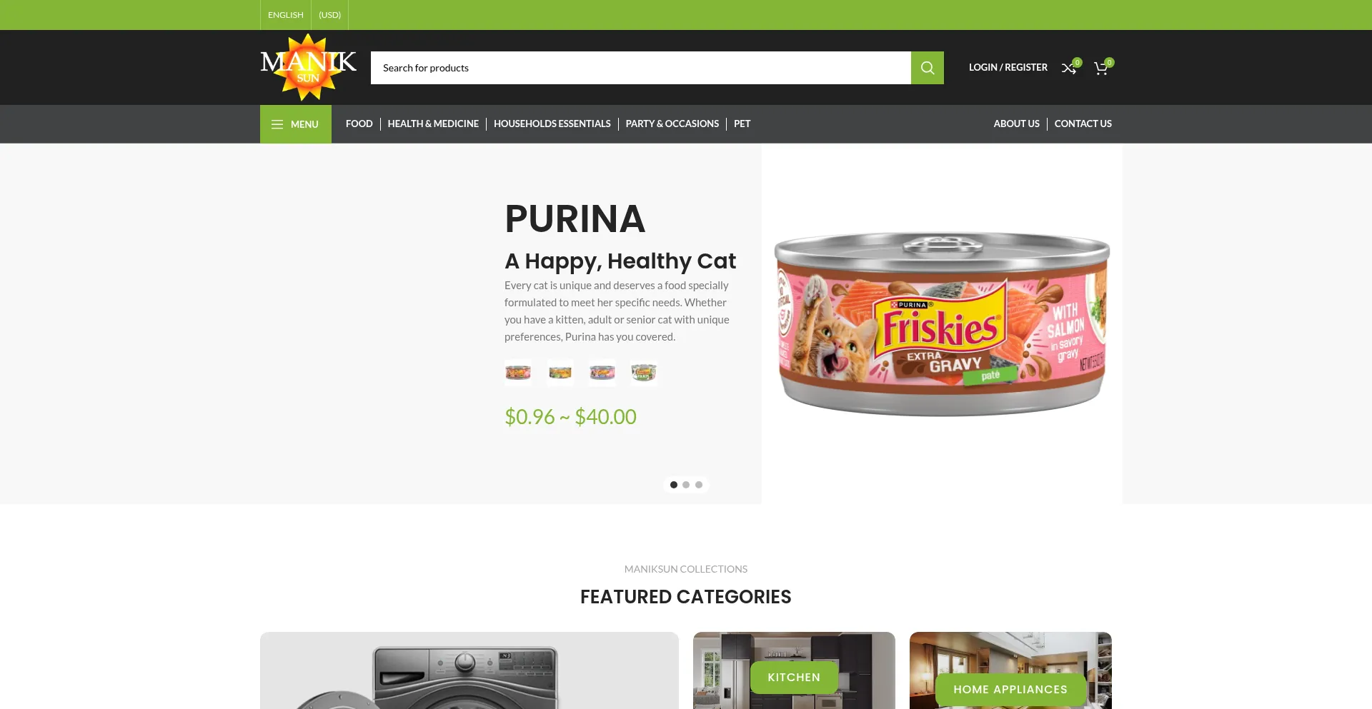 Website screenshot of Maniksun.com