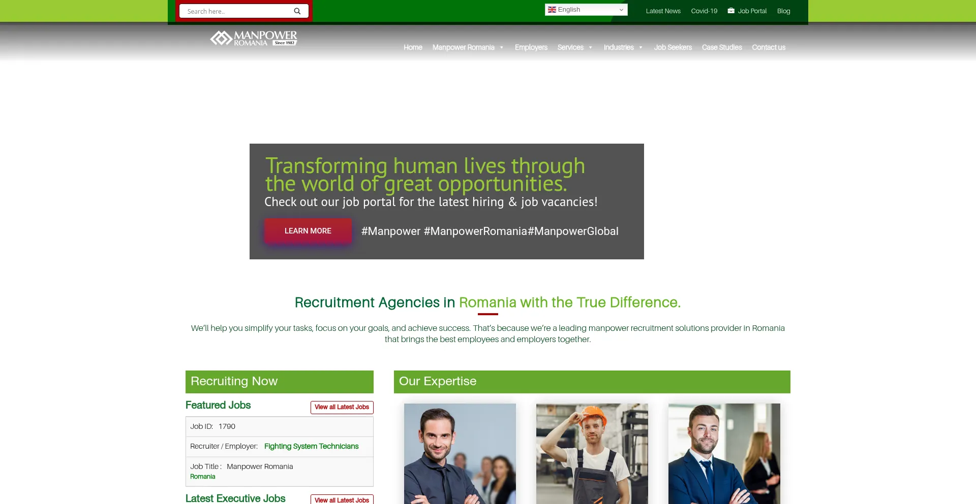Website screenshot of Manpowerromania.com