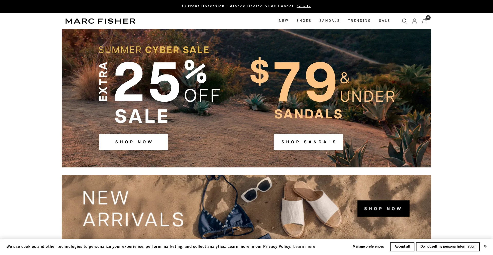 Website screenshot of Marcfisherfootwear.ca
