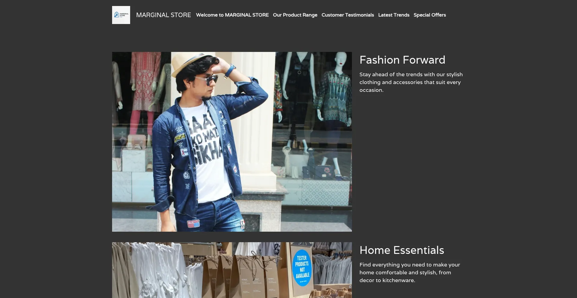 Website screenshot of Marginalstoreltd.net