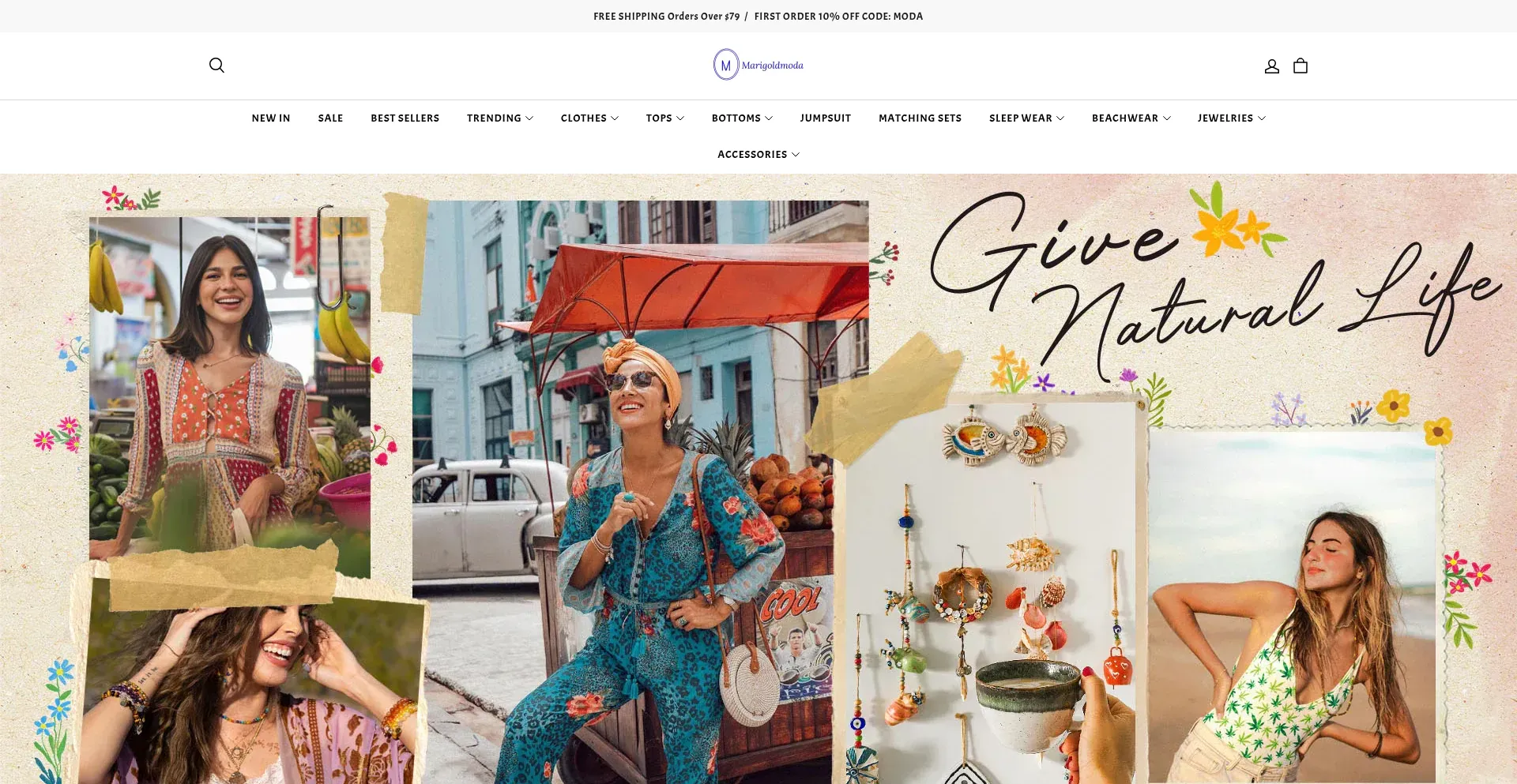 Website screenshot of Marigoldmoda.com