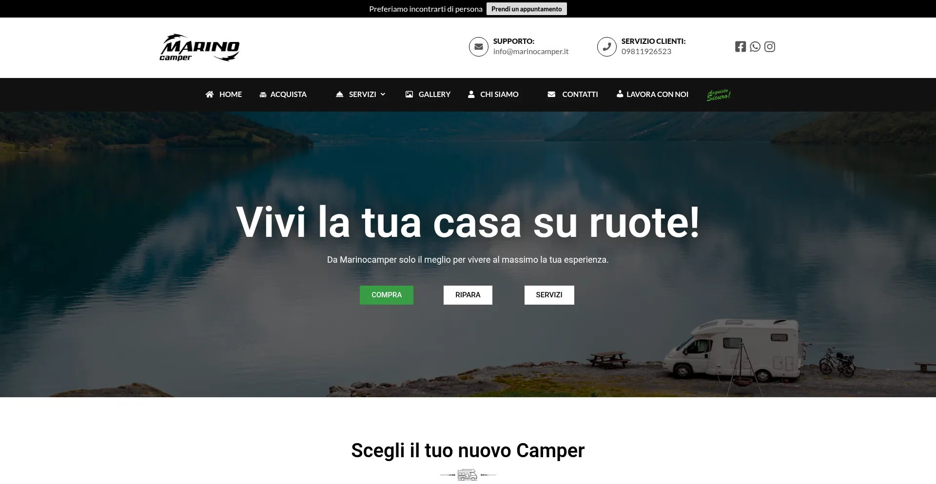 Website screenshot of Marinocamper.it