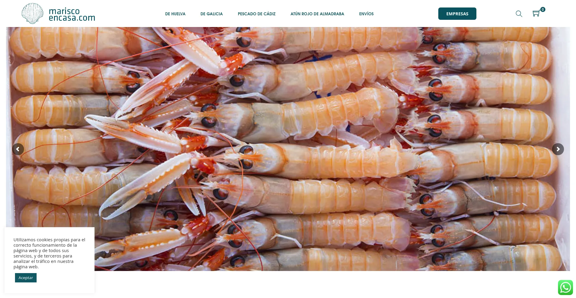 Website screenshot of Mariscoencasa.com