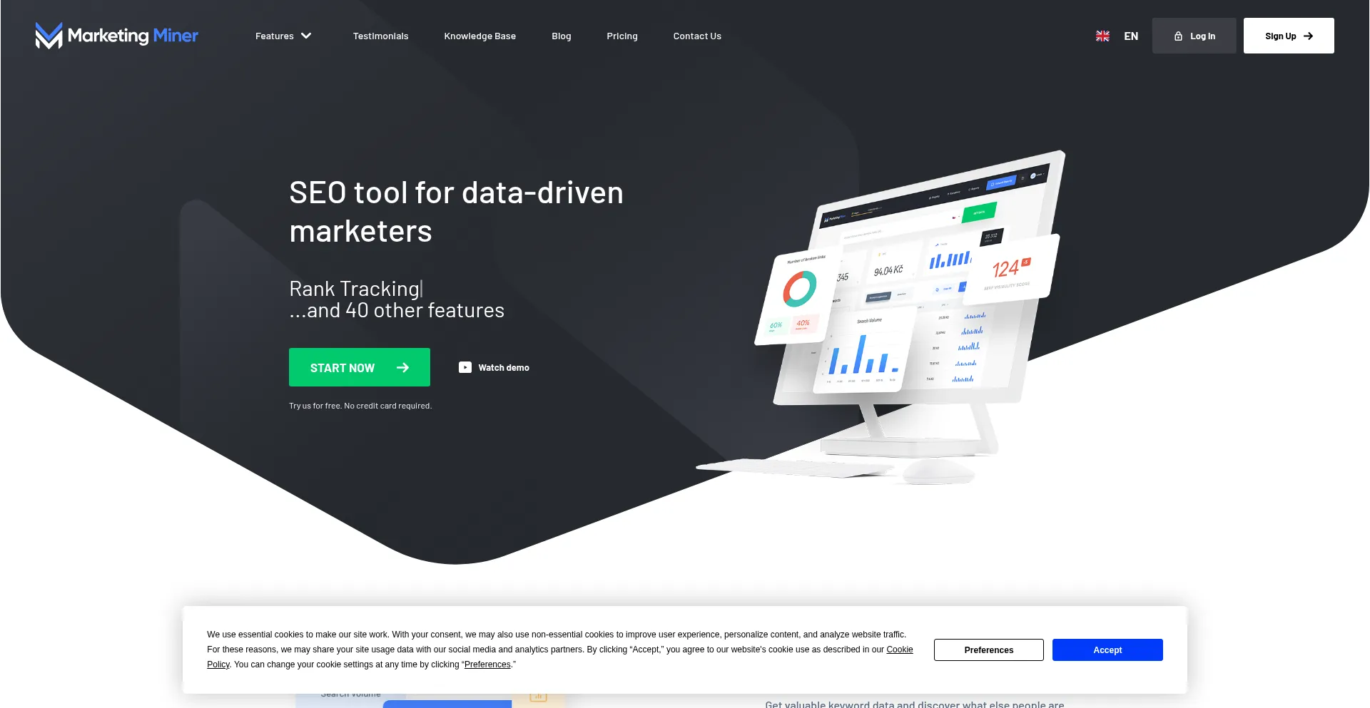 Website screenshot of Marketingminer.com