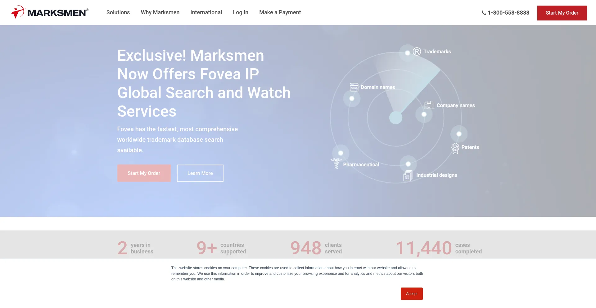 Website screenshot of Marksmen.com