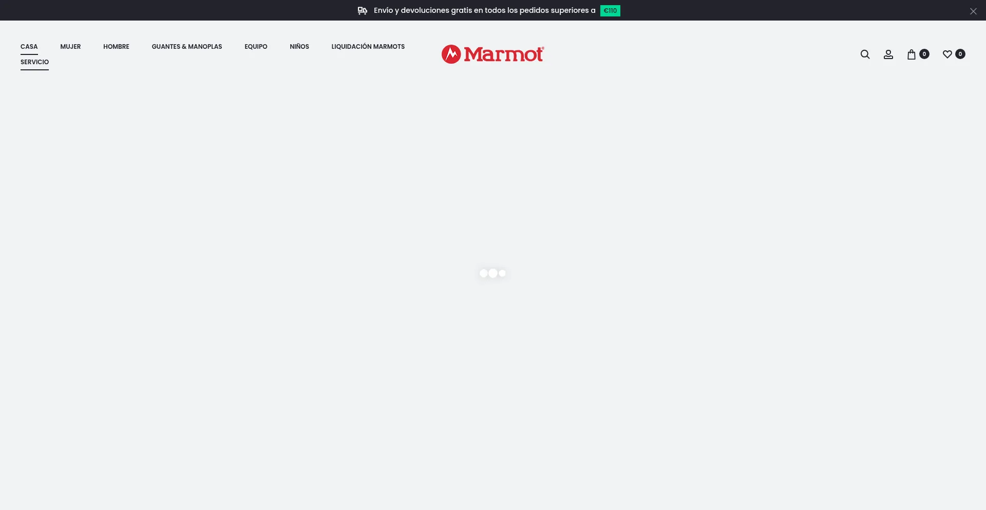 Website screenshot of Marmot.com.es
