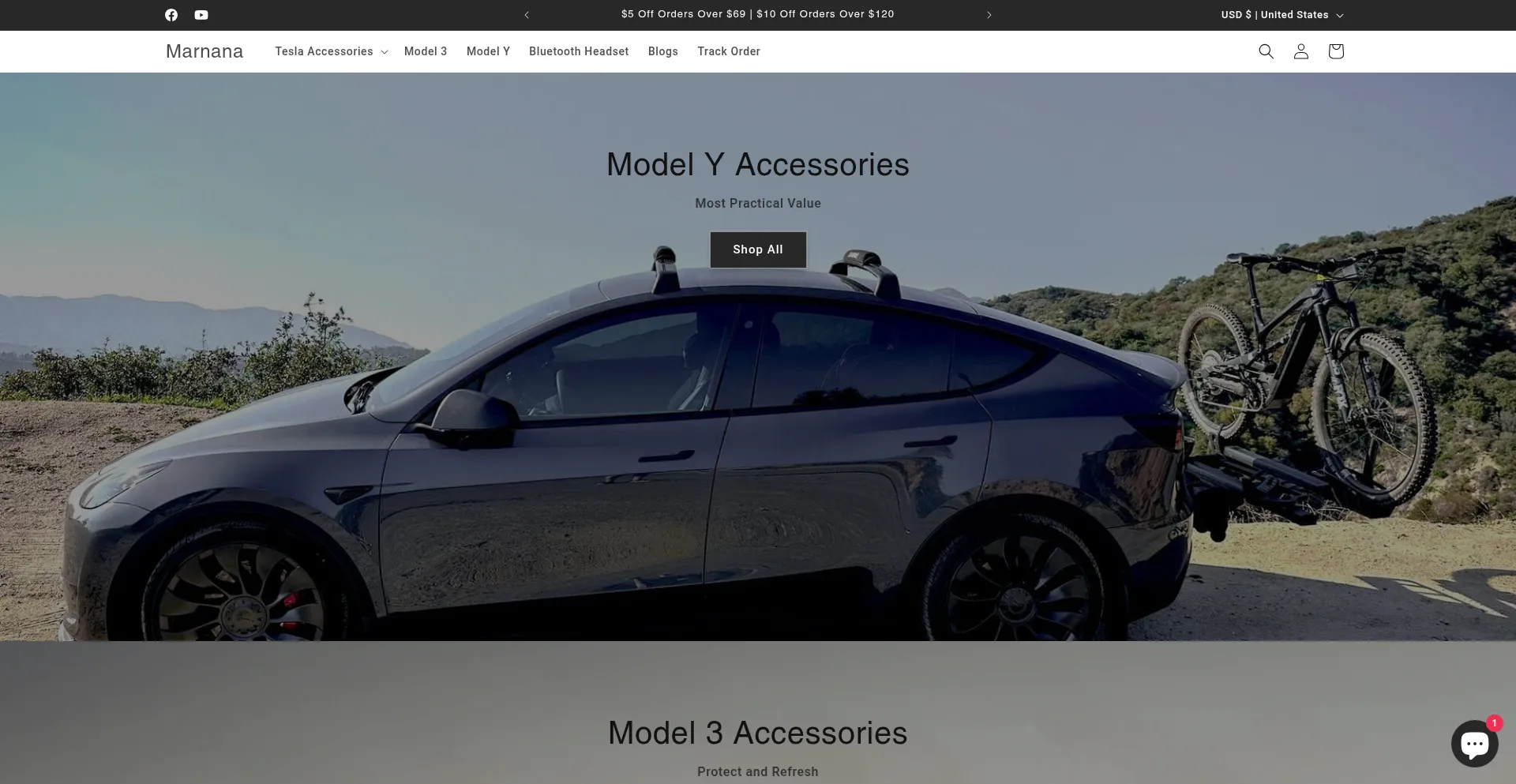 Website screenshot of Marnana.shop