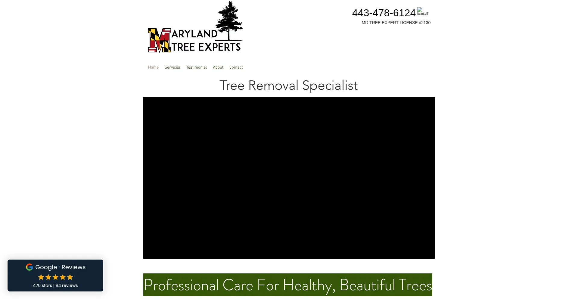 Website screenshot of Marylandtreeex.com