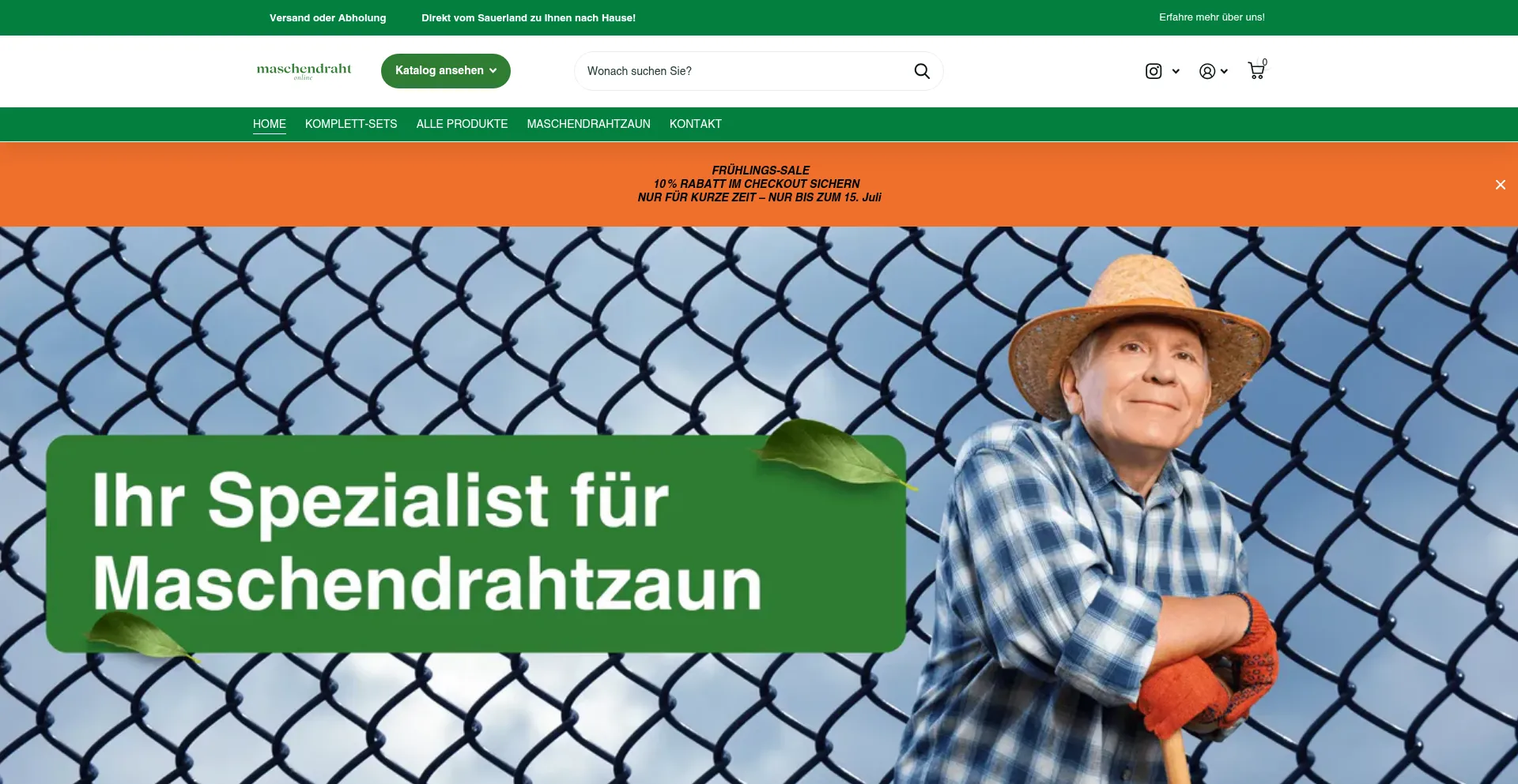 Website screenshot of Maschendrahtonline.de