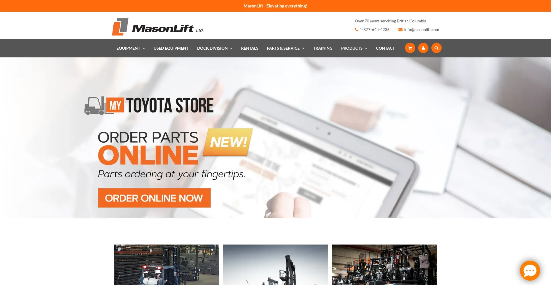 Website screenshot of Masonlift.com