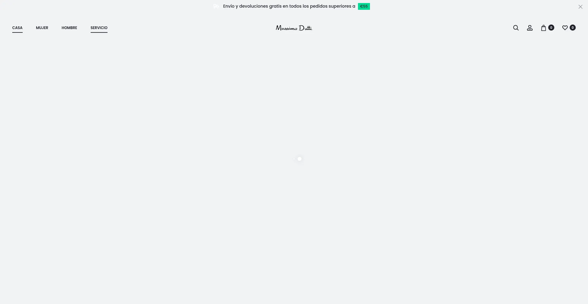 Website screenshot of Massimodutti.com.es