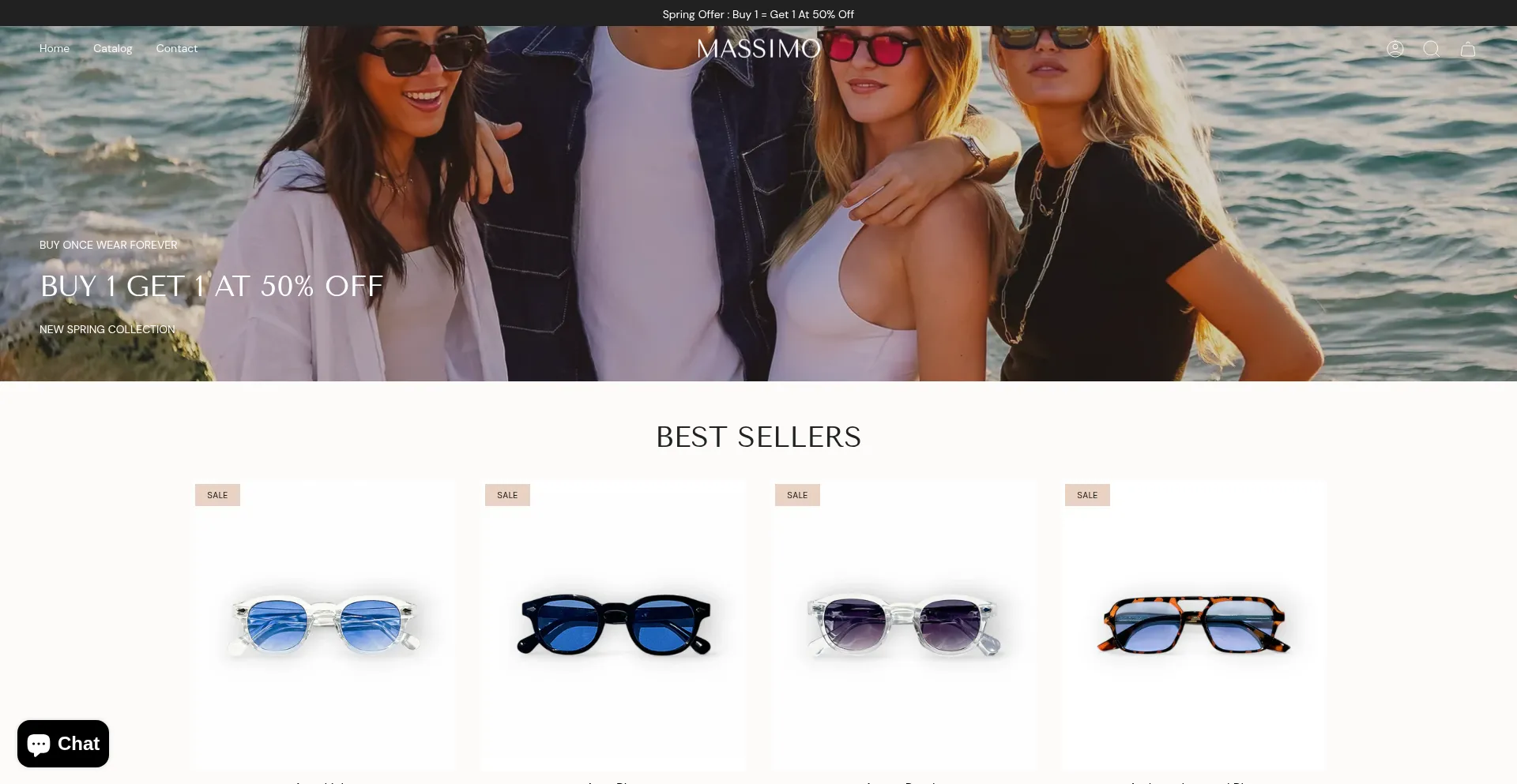 Website screenshot of Massimoglasses.com